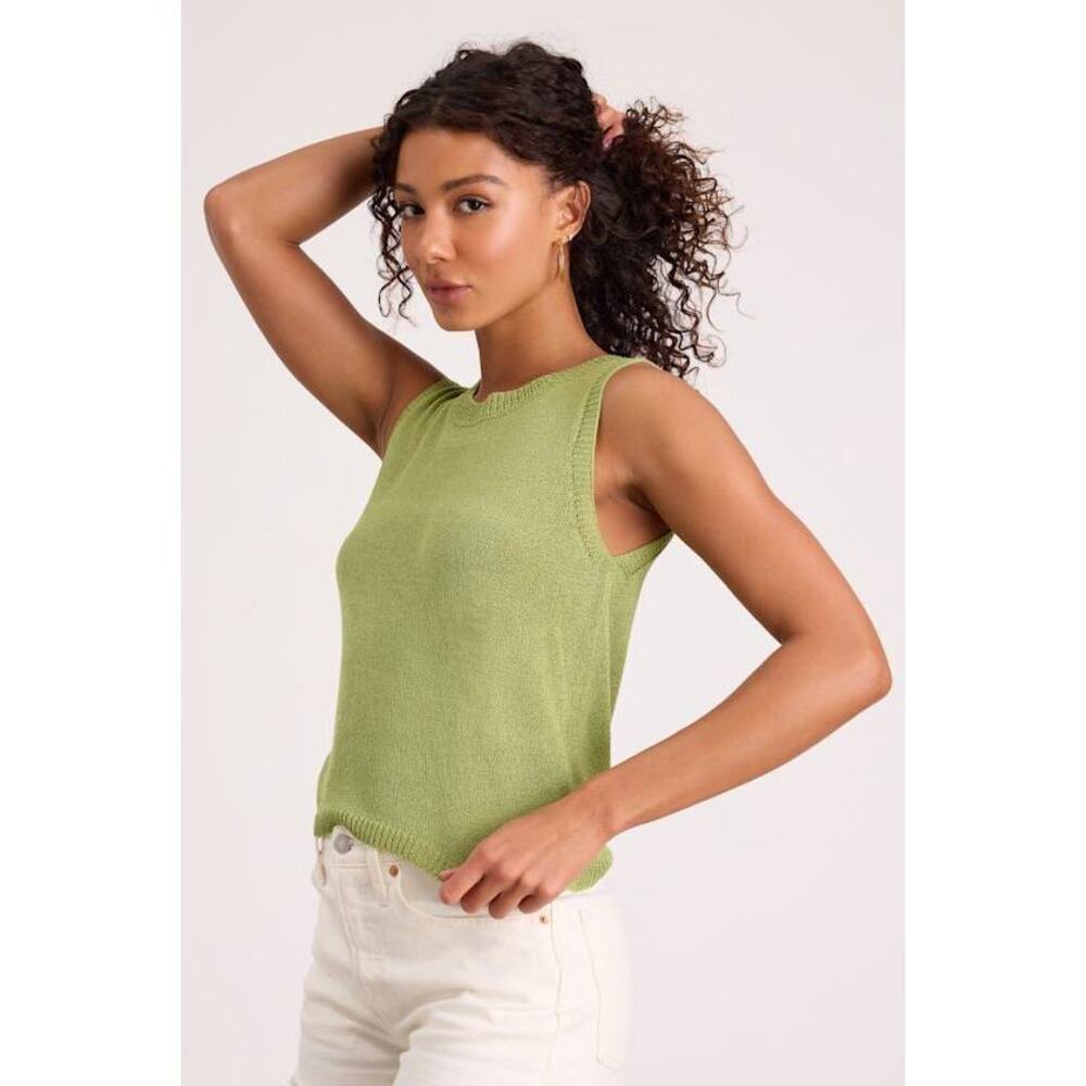 NWT Lulus Clean Aesthetic Lime Green Sweater Knit Tank Top